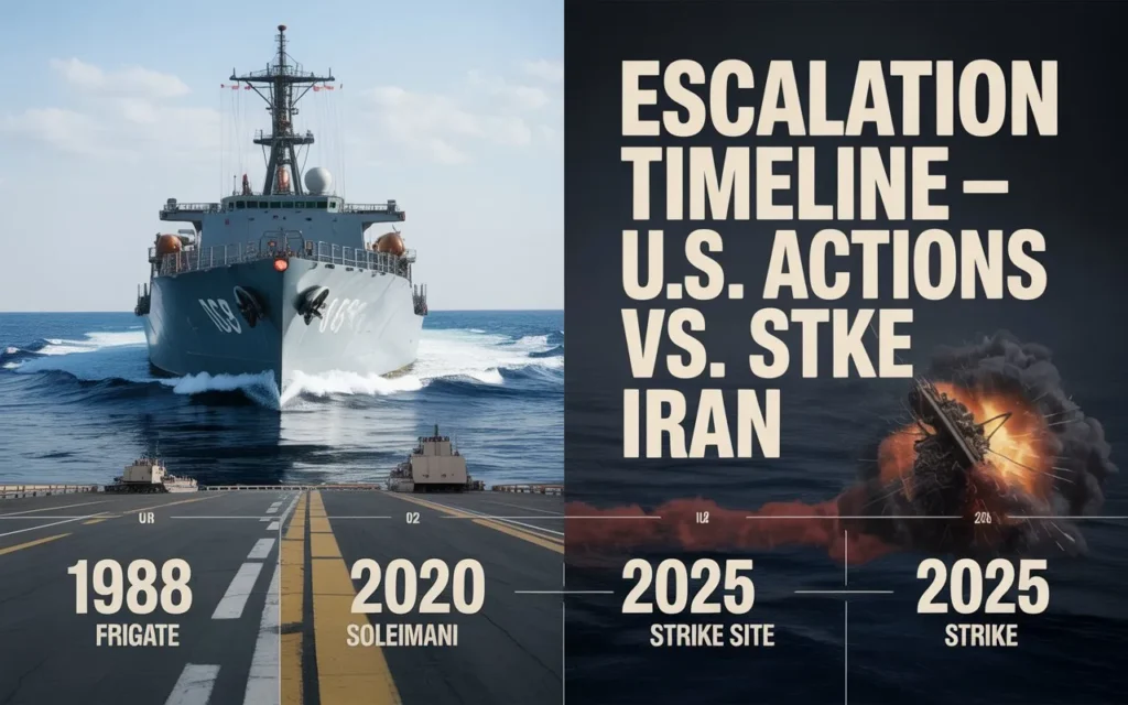 "Escalation Timeline – U.S. Actions vs. Iran
