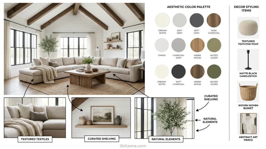 Aesthetic Modern Farmhouse Living Room Tiktok Viral