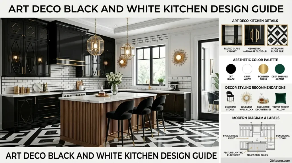 Art Deco Black And White Kitchen