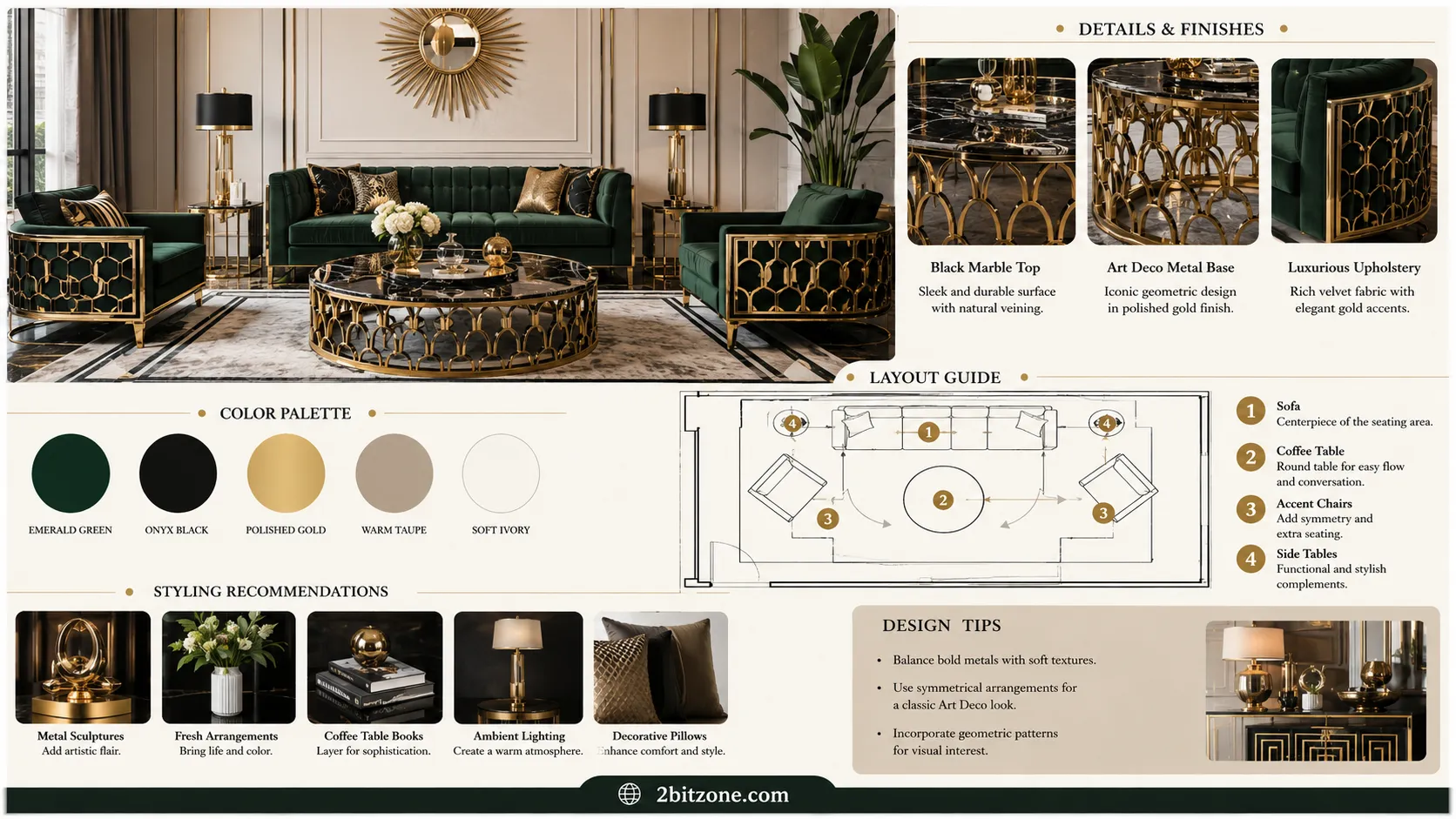 Art Deco Living Room Table Sets