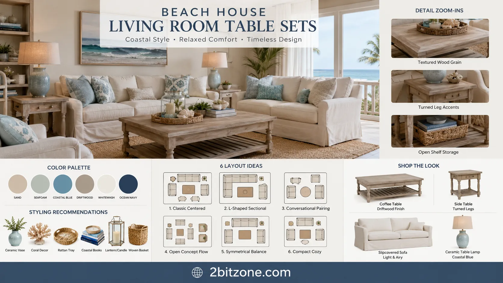 Beach House Living Room Table Sets