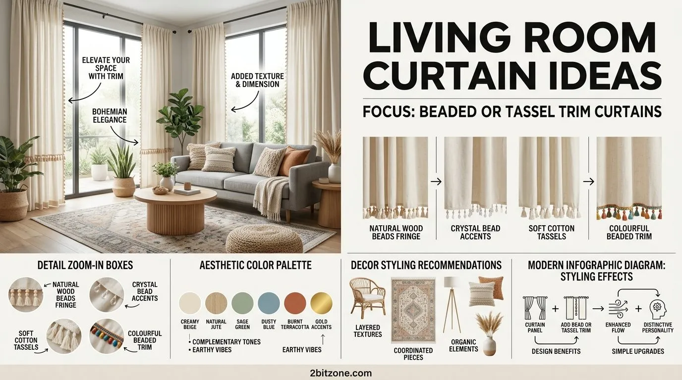 Beaded Or Tassel Trim Curtains Living Room Curtain Ideas