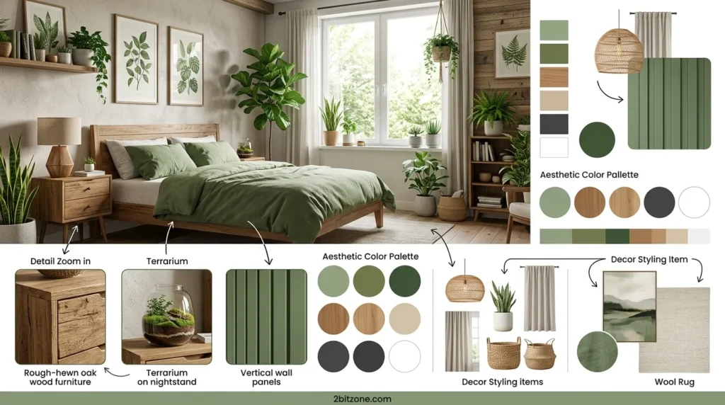 Biophilic Mens Bedroom Decor 1