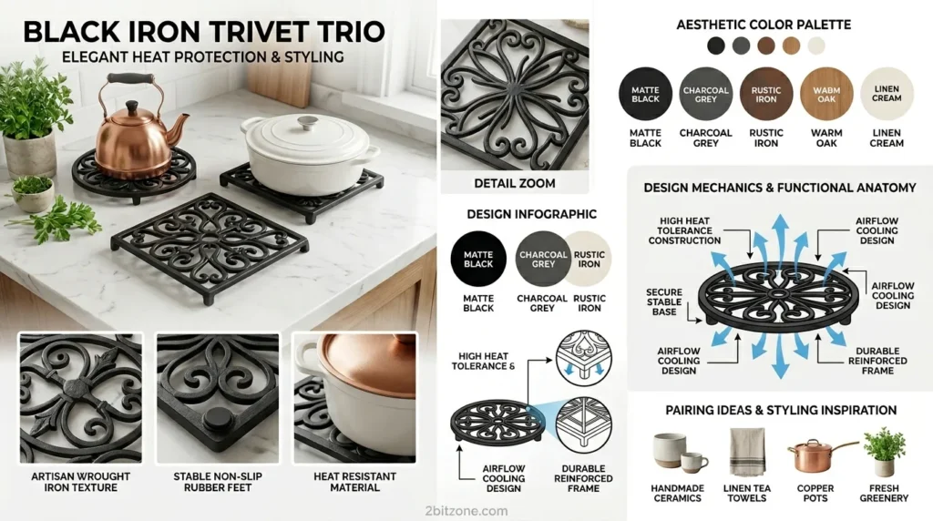 Black Iron Trivet Trio