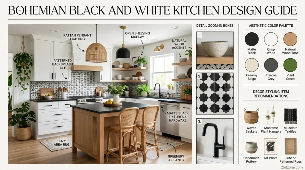 Bohemian Black And White Kitchen