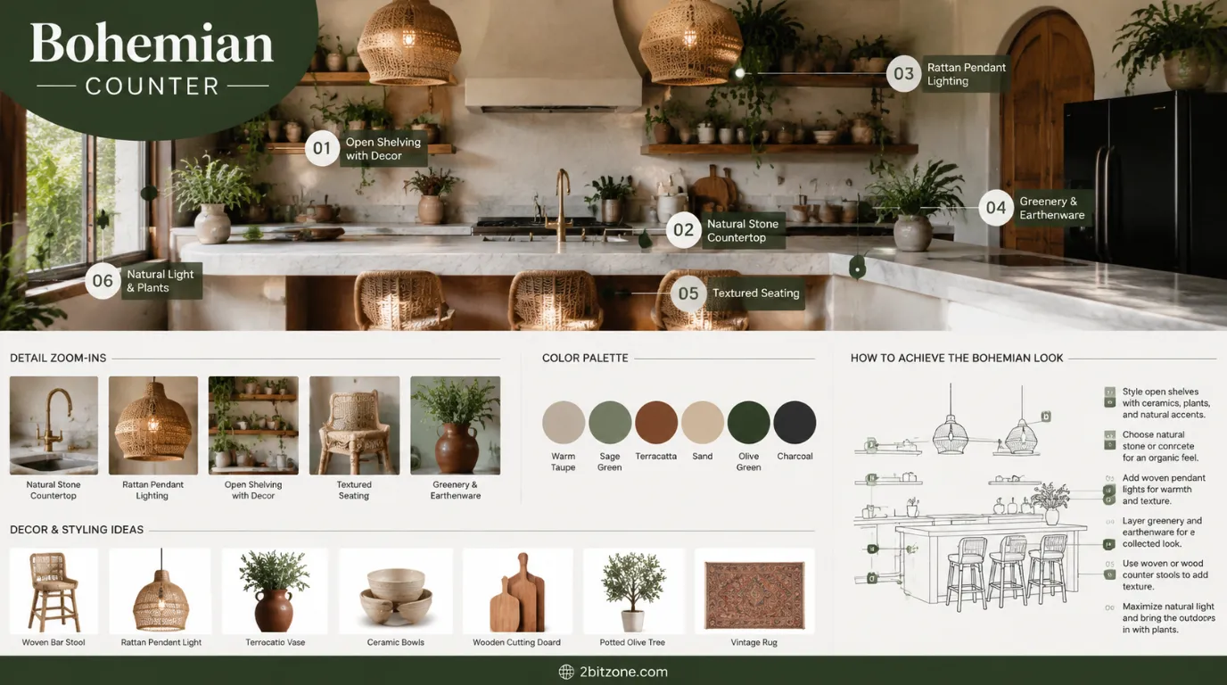 Bohemian Counter Kitchen Counter Decor