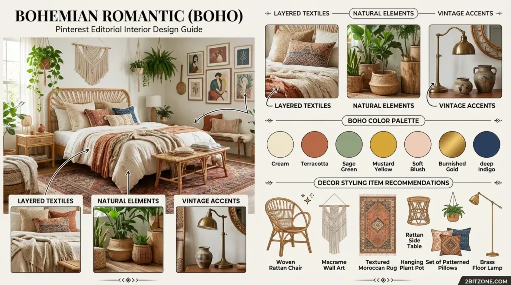 Bohemian Romantic Boho romantic master bedroom decor