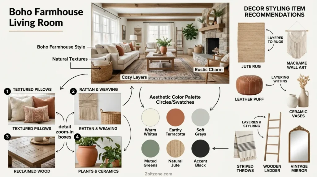 Boho Farmhouse Living Room