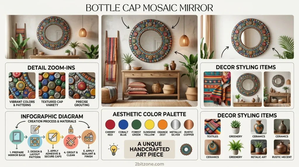 Bottle Cap Mosaic Mirror