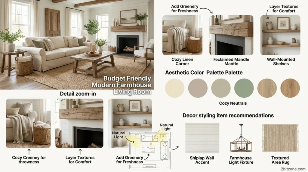 Budget Friendly Modern Farmhouse Living Room 2