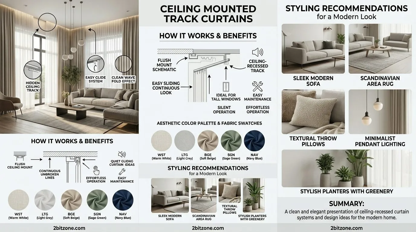 Ceiling Mounted Track Curtains Living Room Curtain Ideas