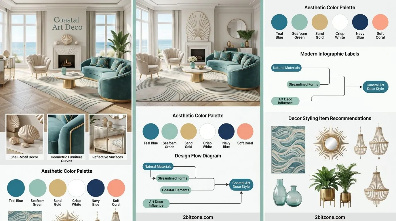 Coastal Art Deco Coastal Living Room