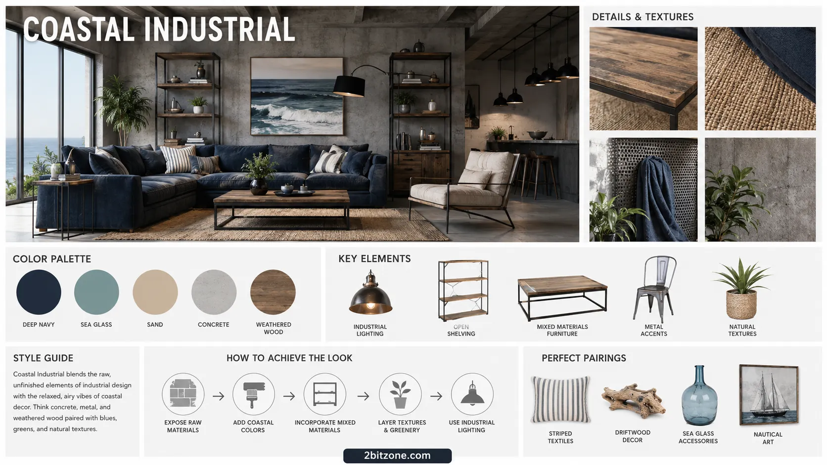 Coastal Industrial Outdated Living Room Couch Colors