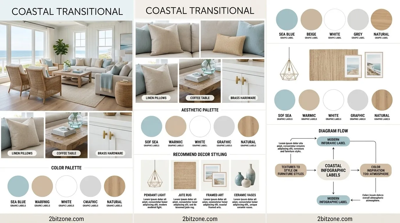 Coastal Transitional Coastal Living Room