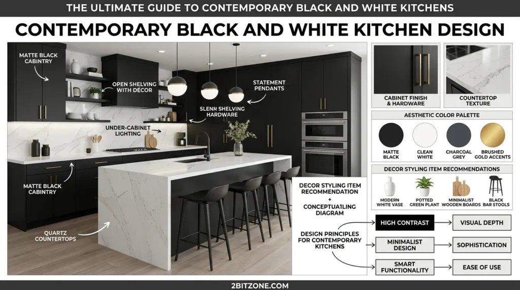 Contemporary Black And White Kitchen