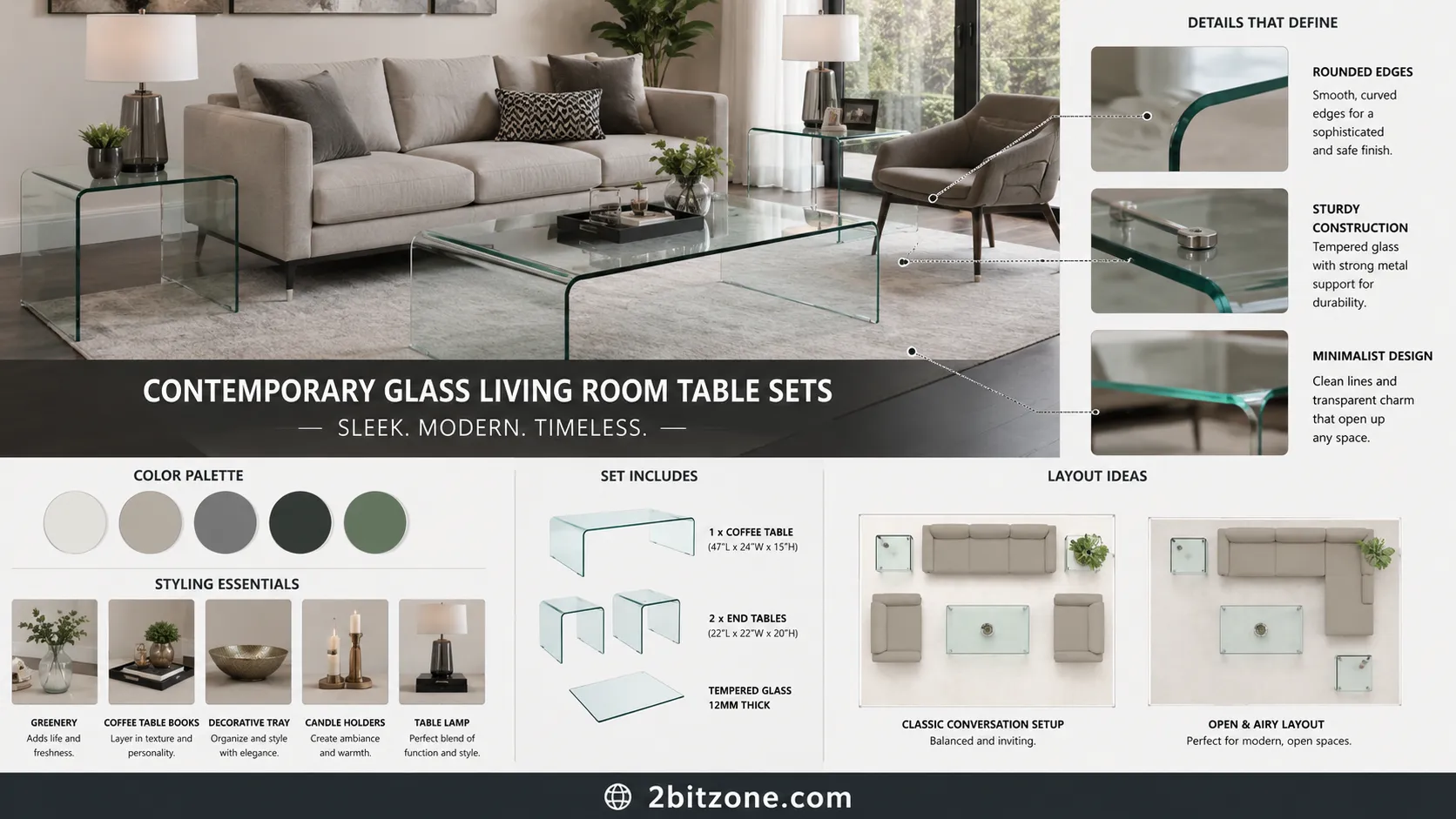 Contemporary Glass Living Room Table Sets