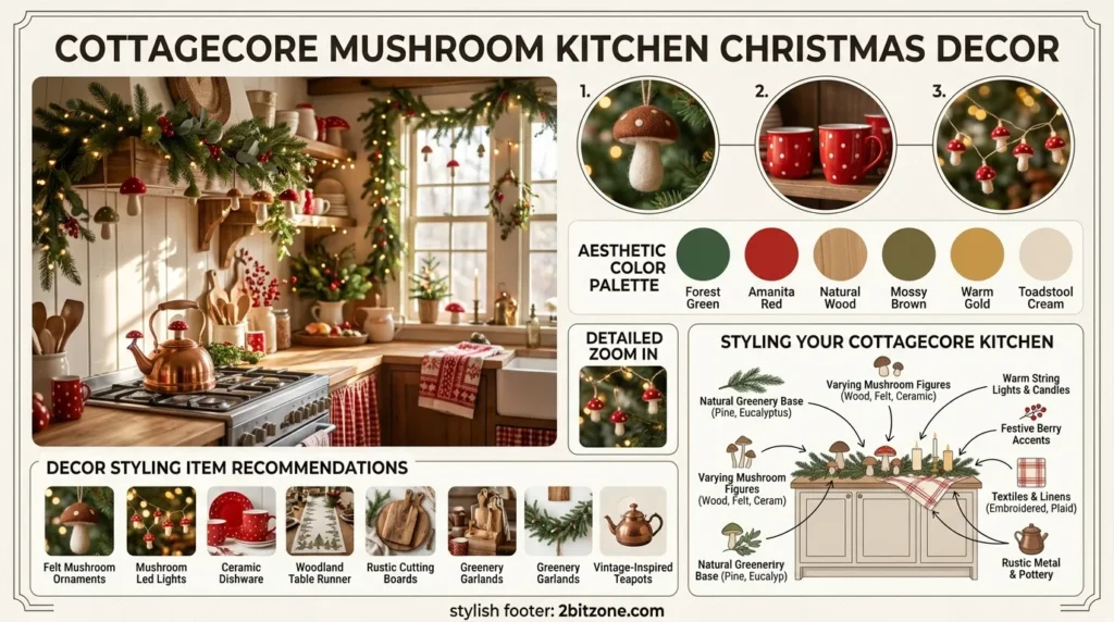 Cottagecore Mushroom Kitchen Christmas Decor