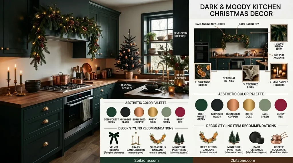 Dark Moody Kitchen Christmas Decor
