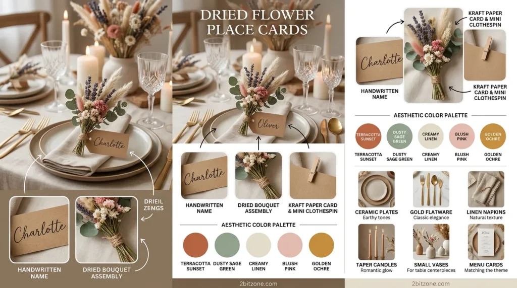 Dried Flower Place Cards