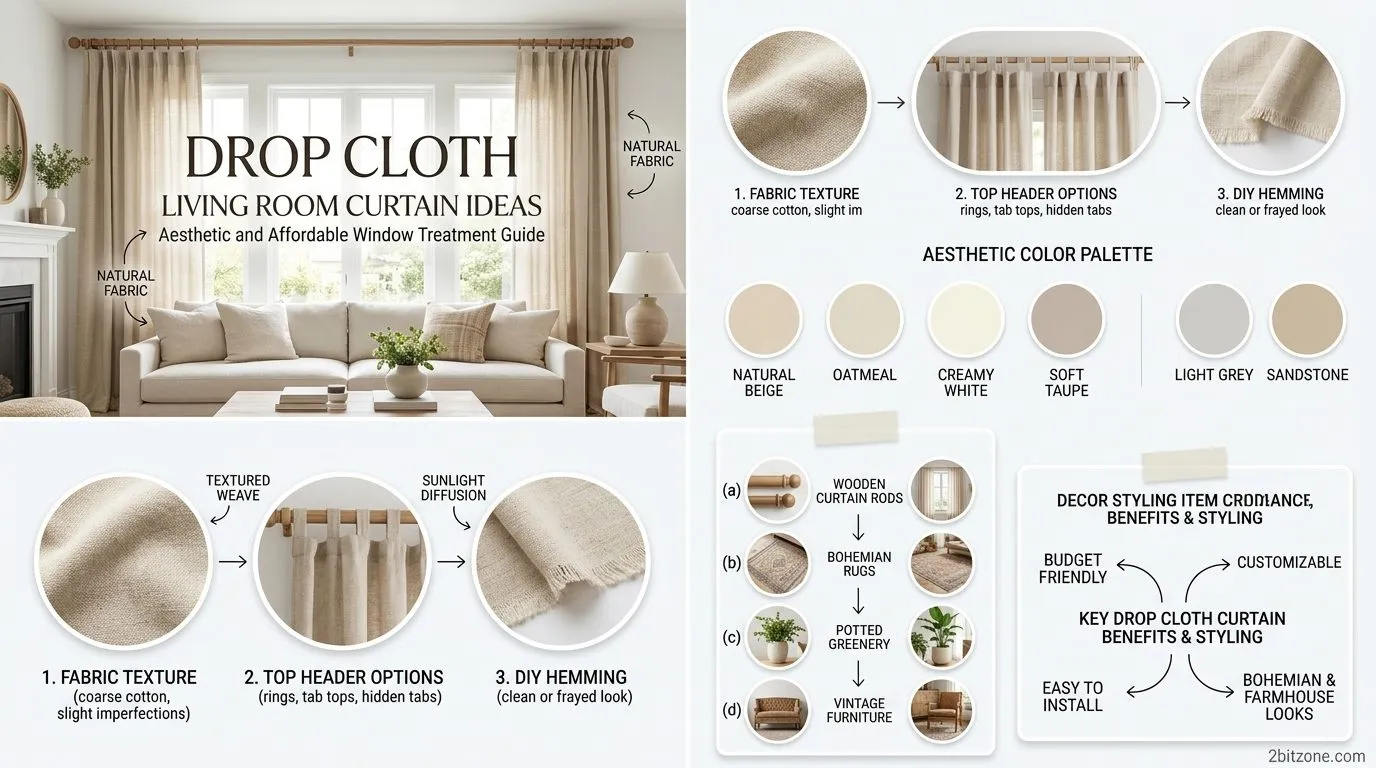 Drop Cloth Living Room Curtain Ideas