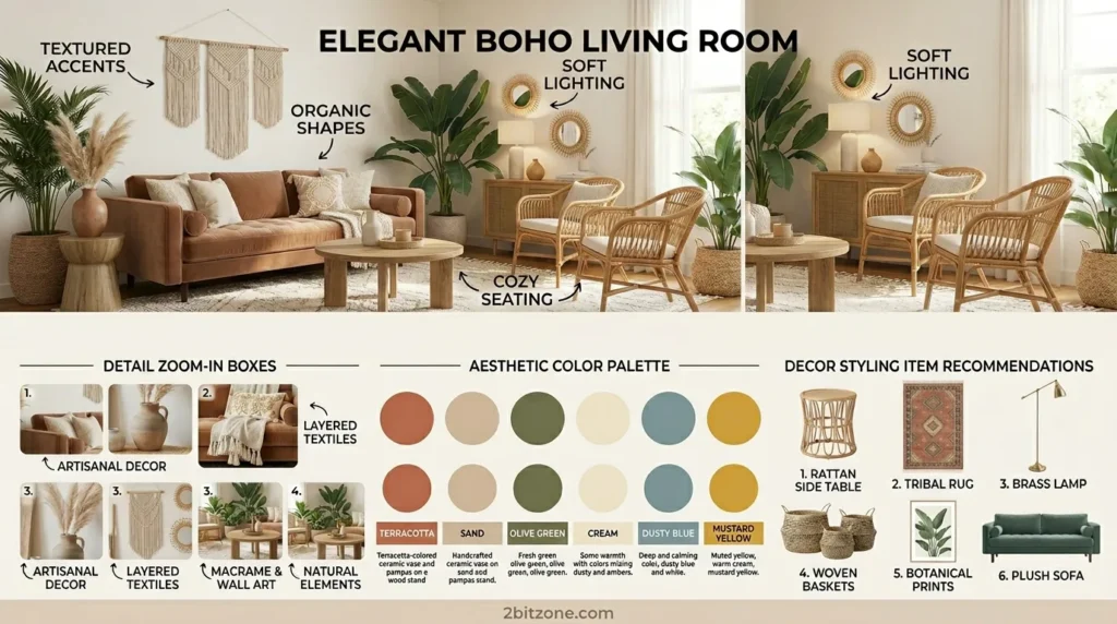 Elegant Boho Living Room
