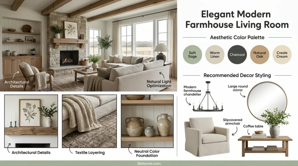 Elegant Modern Farmhouse Living Room 2