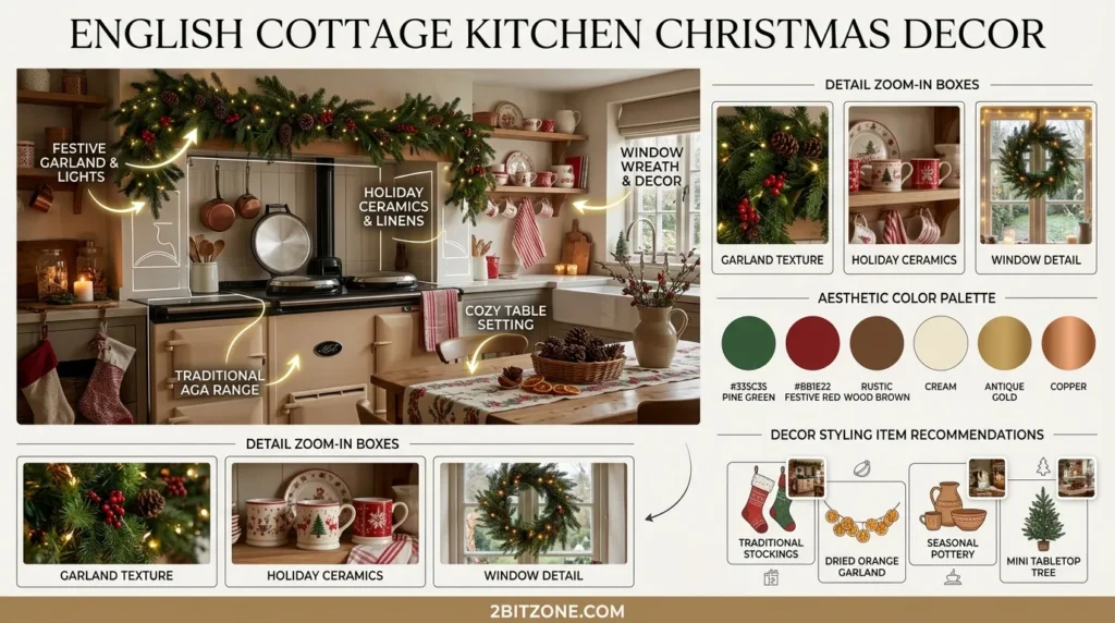 English Cottage Kitchen Christmas Decor