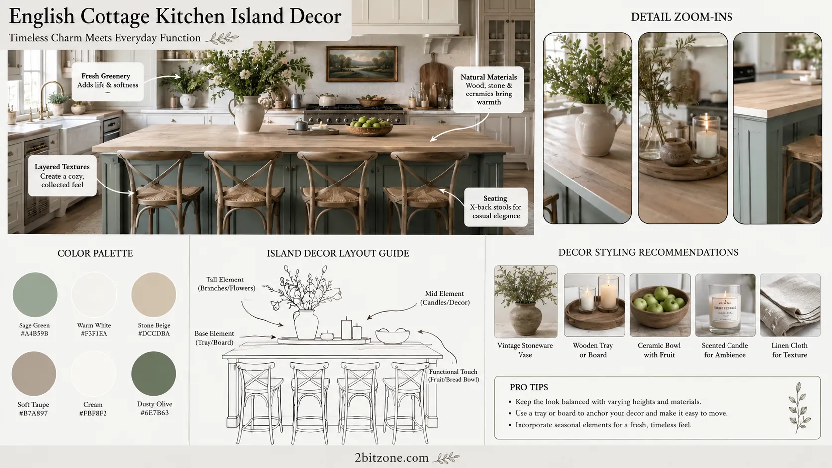 English Cottage Kitchen Island Decor