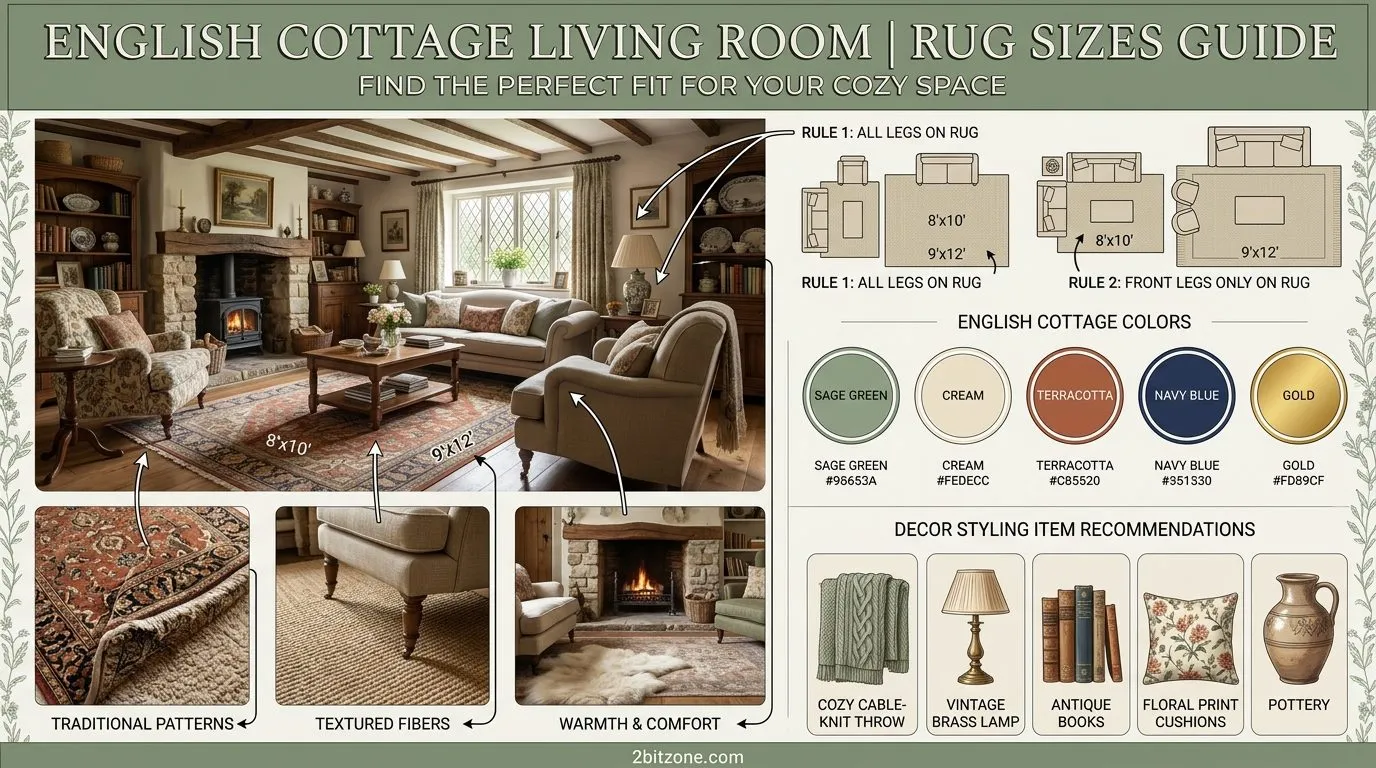 English Cottage Rug Sizes For Living Room