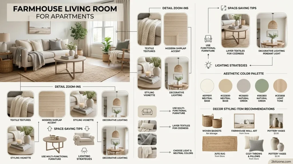 Farmhouse Living Room For Apartments
