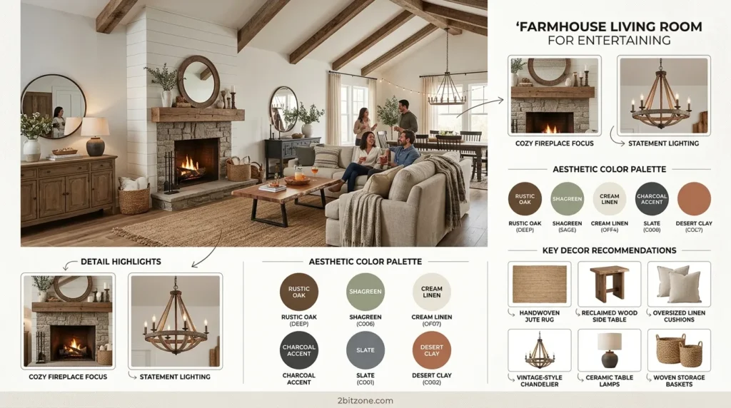 Farmhouse Living Room For Entertaining