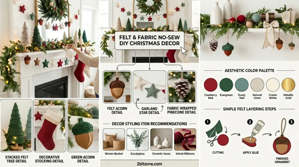Felt Fabric No Sew Diy Christmas Decor