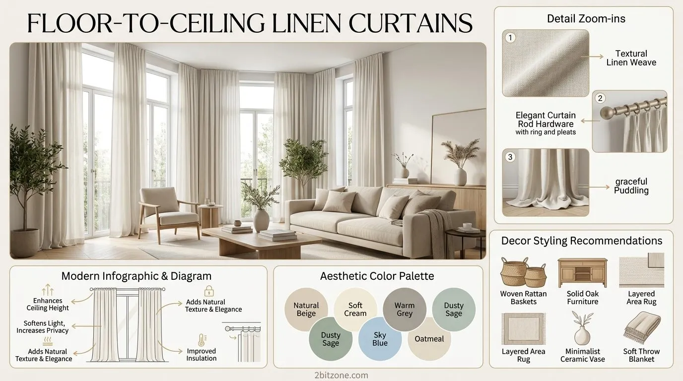 Floor To Ceiling Linen Curtains Living Room Curtain Ideas