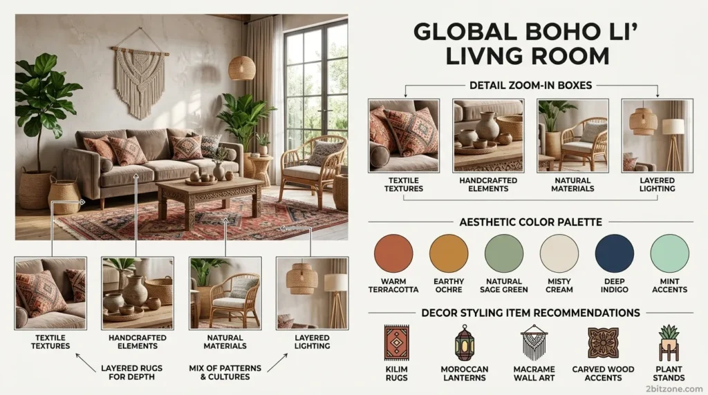 Global Boho Living Room