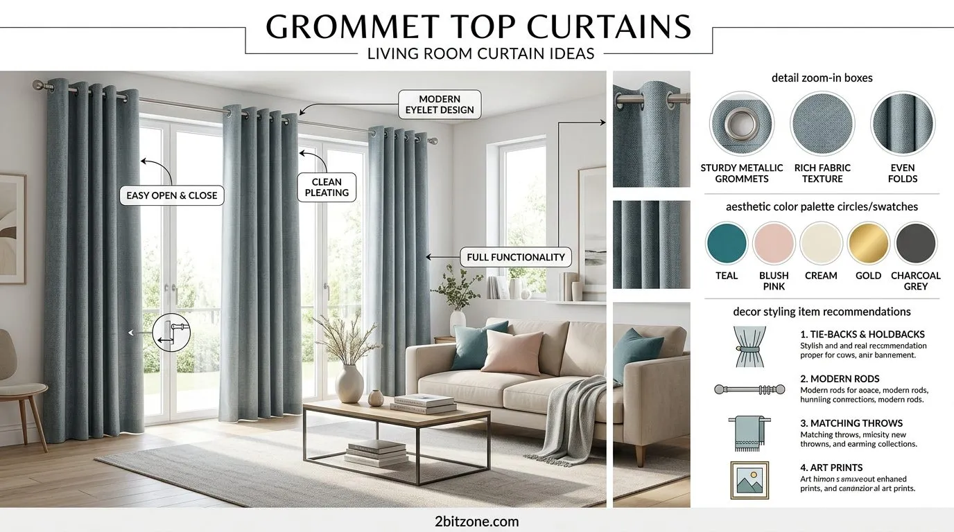 Grommet Top Curtains Living Room Curtain Ideas
