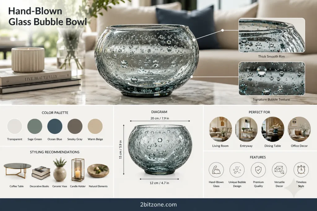 Hand Blown Glass Bubble Bowl 1