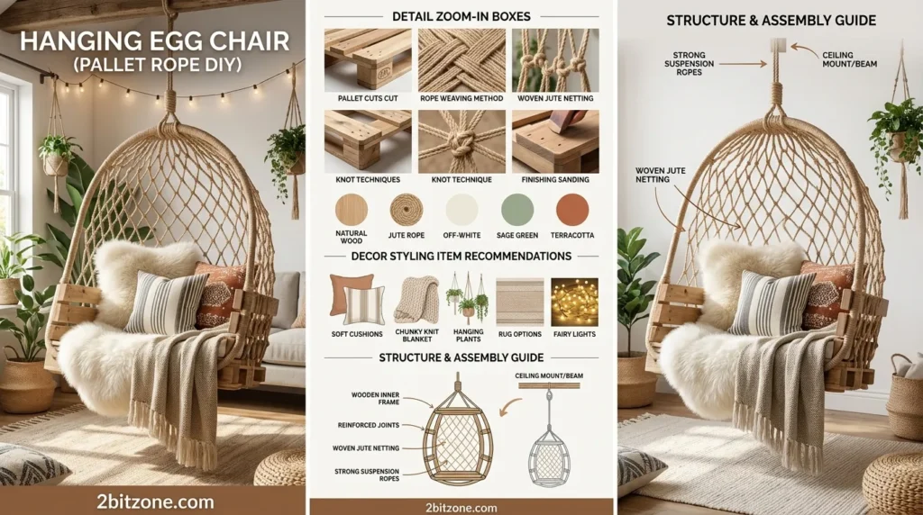 Hanging Egg Chair Pallet Rope Diy