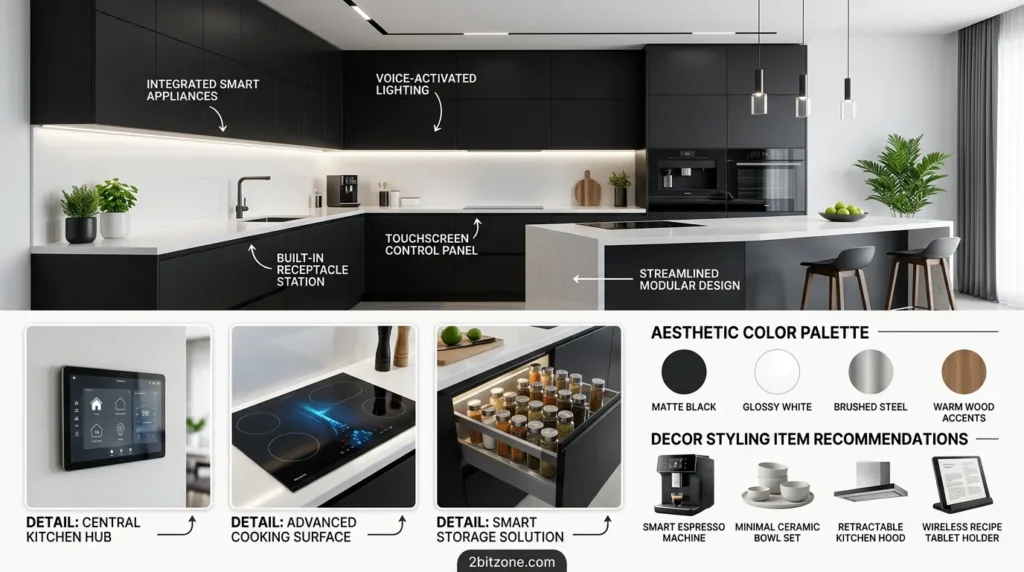 High Tech Smart Black And White Kitchen