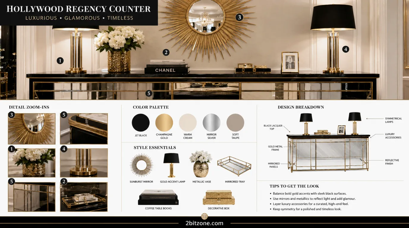Hollywood Regency Counter Kitchen Counter Decor