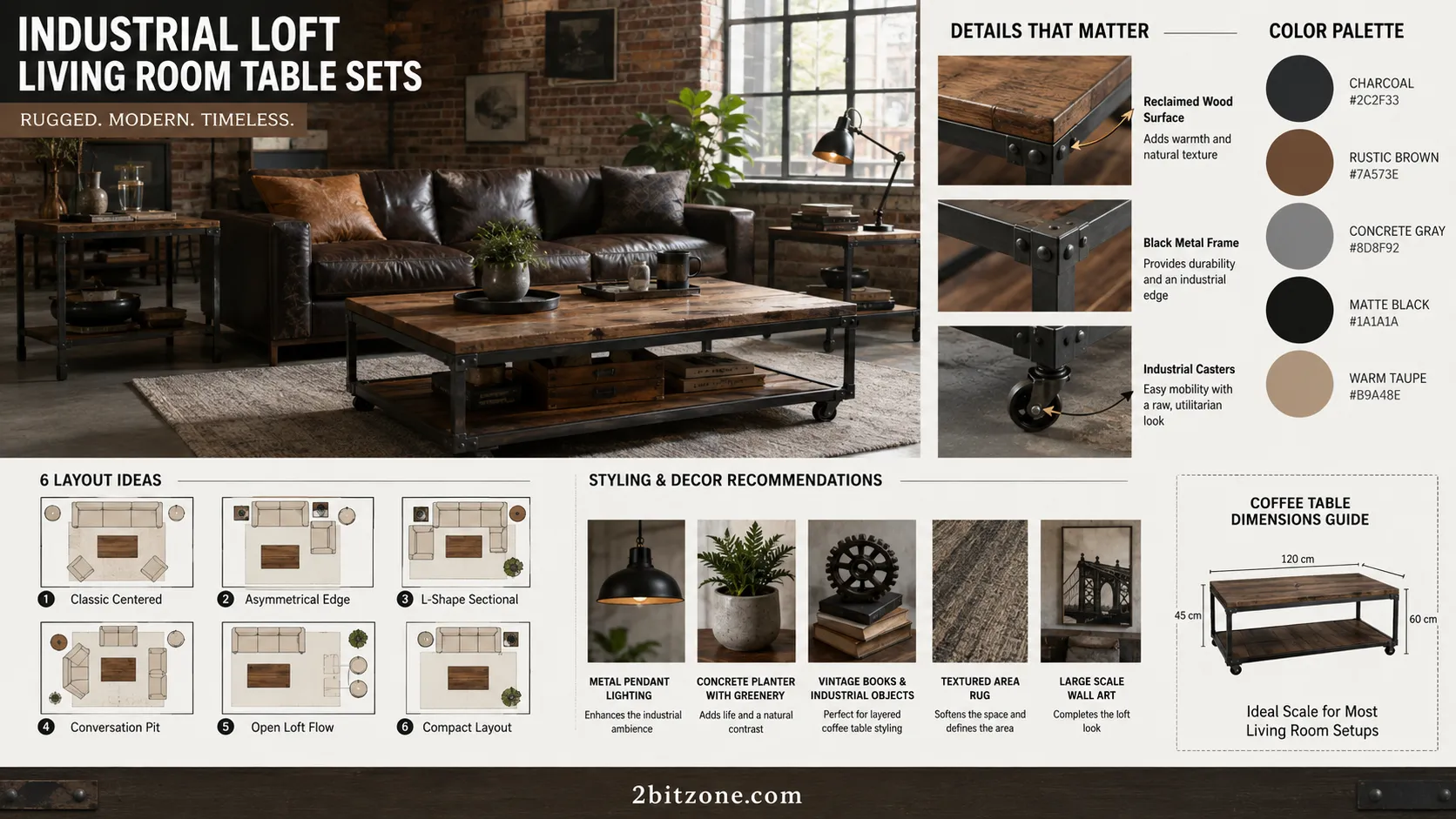 Industrial Loft Living Room Table Sets Living Room Table Sets