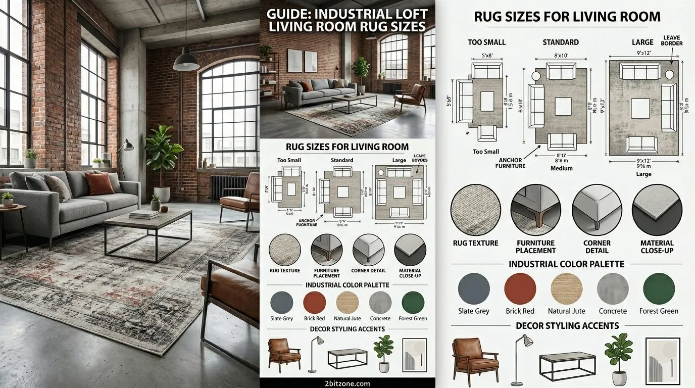 Industrial Loft Rug Sizes For Living Room