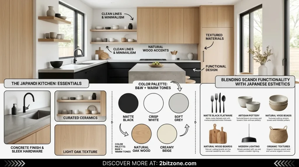 Japandi Black And White Kitchen