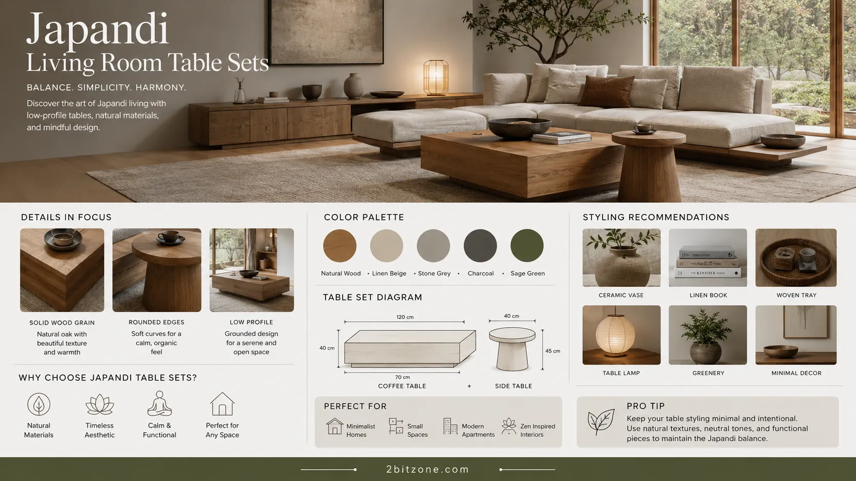 Japandi Living Room Table Sets