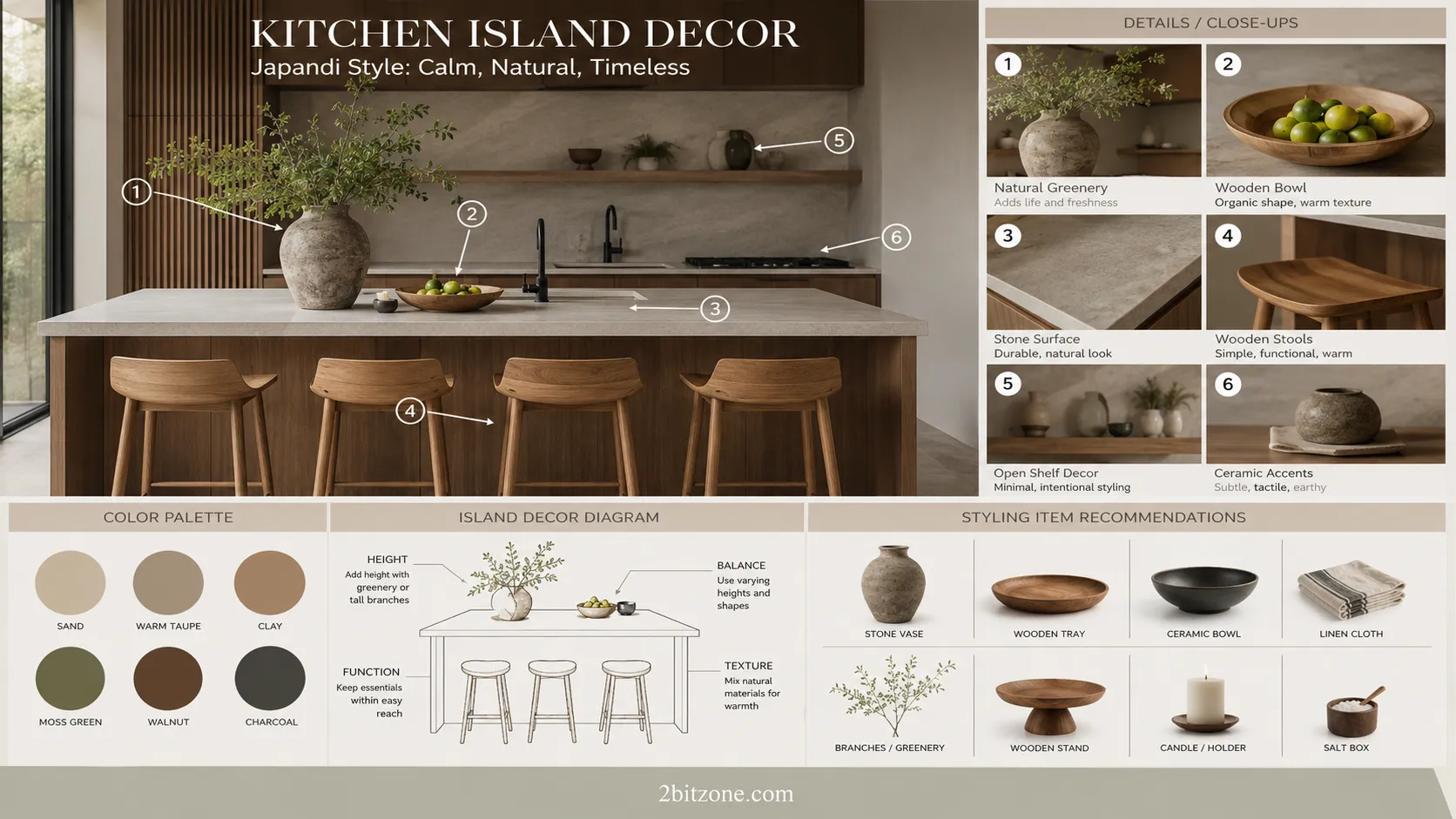 Japandi Kitchen Island Decor