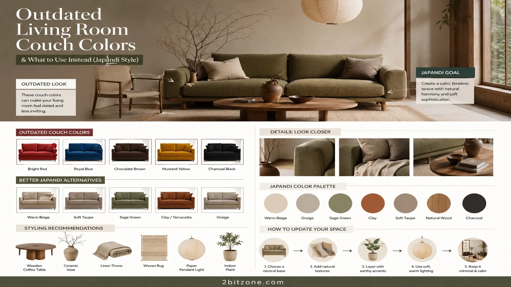 Japandi Outdated Living Room Couch Colors
