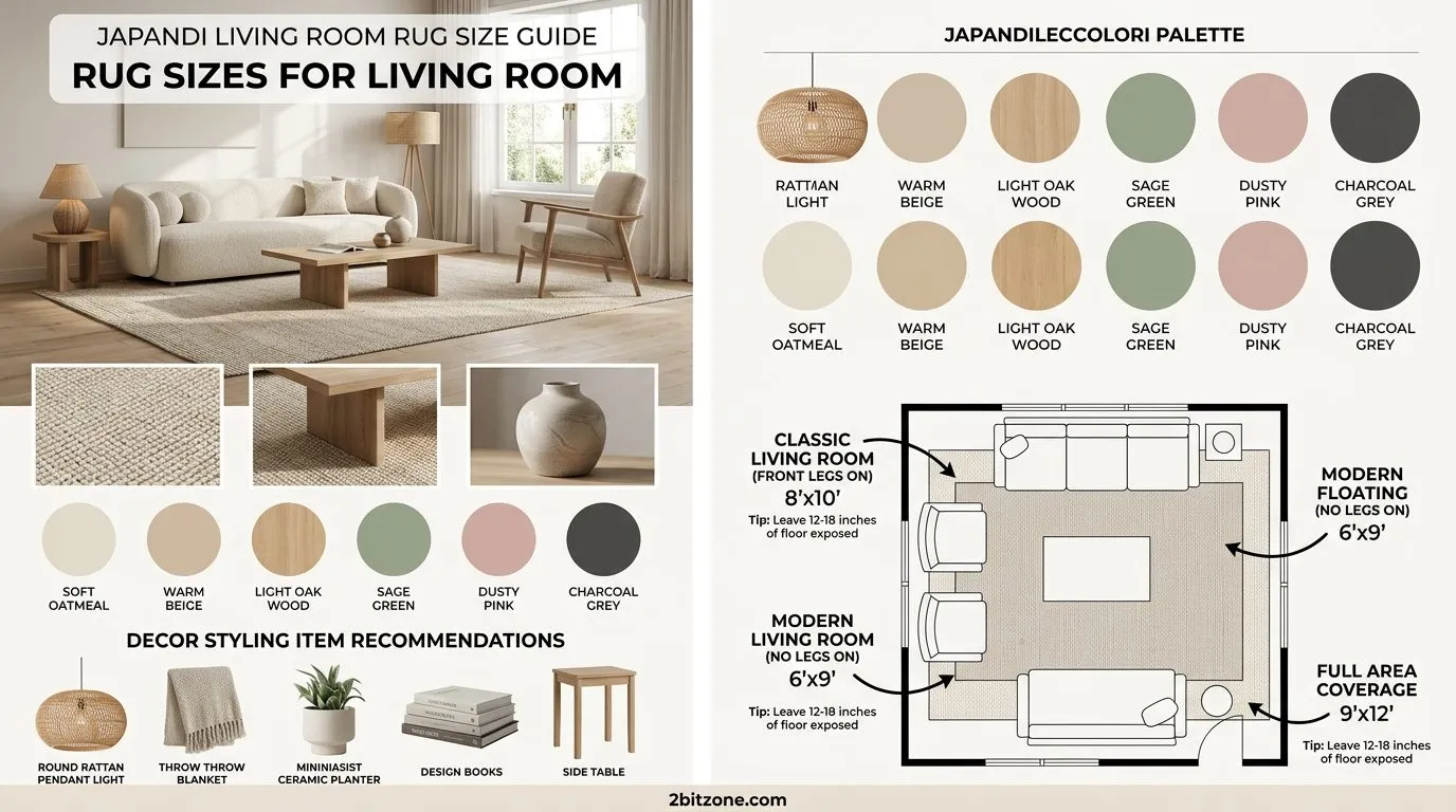 Japandi Rug Sizes For Living Room
