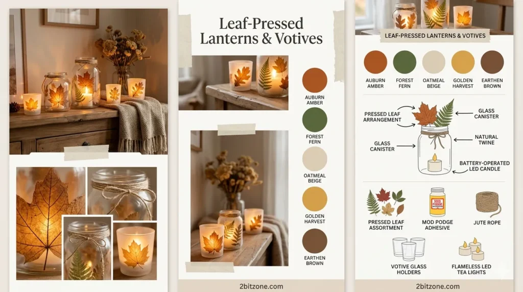 Leaf Pressed Lanterns Votives