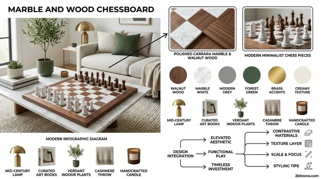 Marble And Wood Chessboard