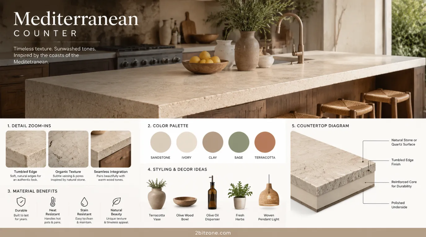 Mediterranean Counter Kitchen Counter Decor