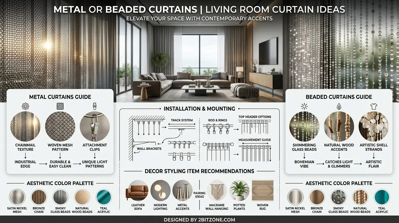 Metal Or Beaded Curtains Living Room Curtain Ideas